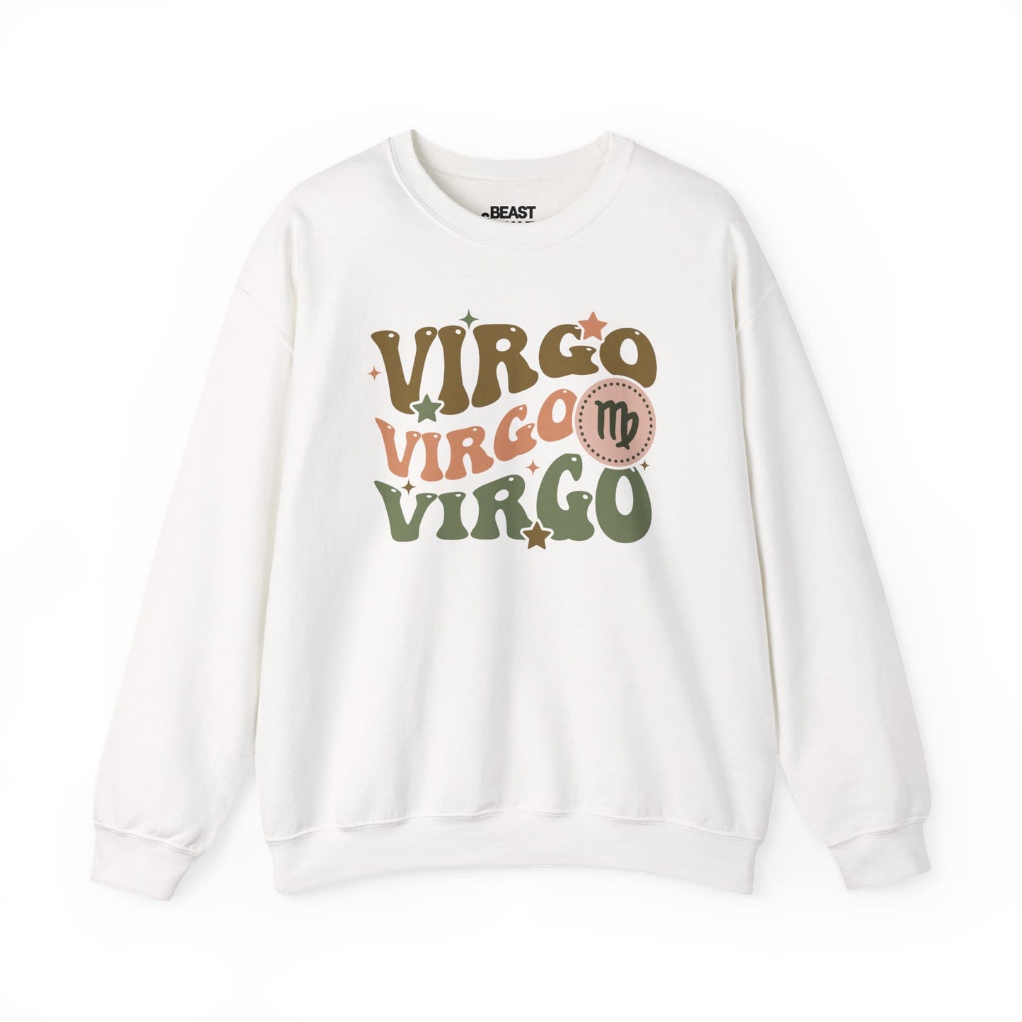 Retro Virgo Zodiac Sign Adult Sweatshirt White / S gift_idea unique_gift personalised_gift