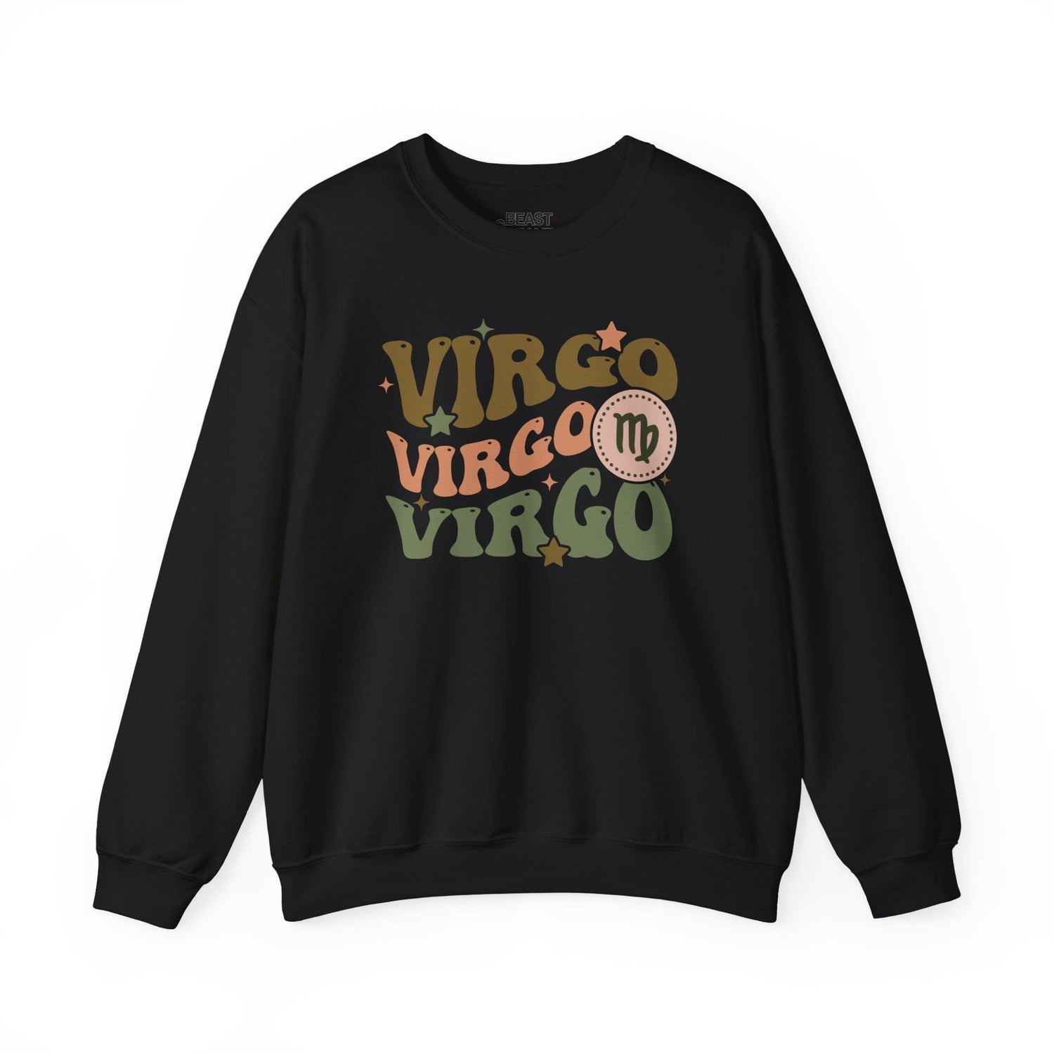 Retro Virgo Zodiac Sign Adult Sweatshirt Black / S gift_idea unique_gift personalised_gift