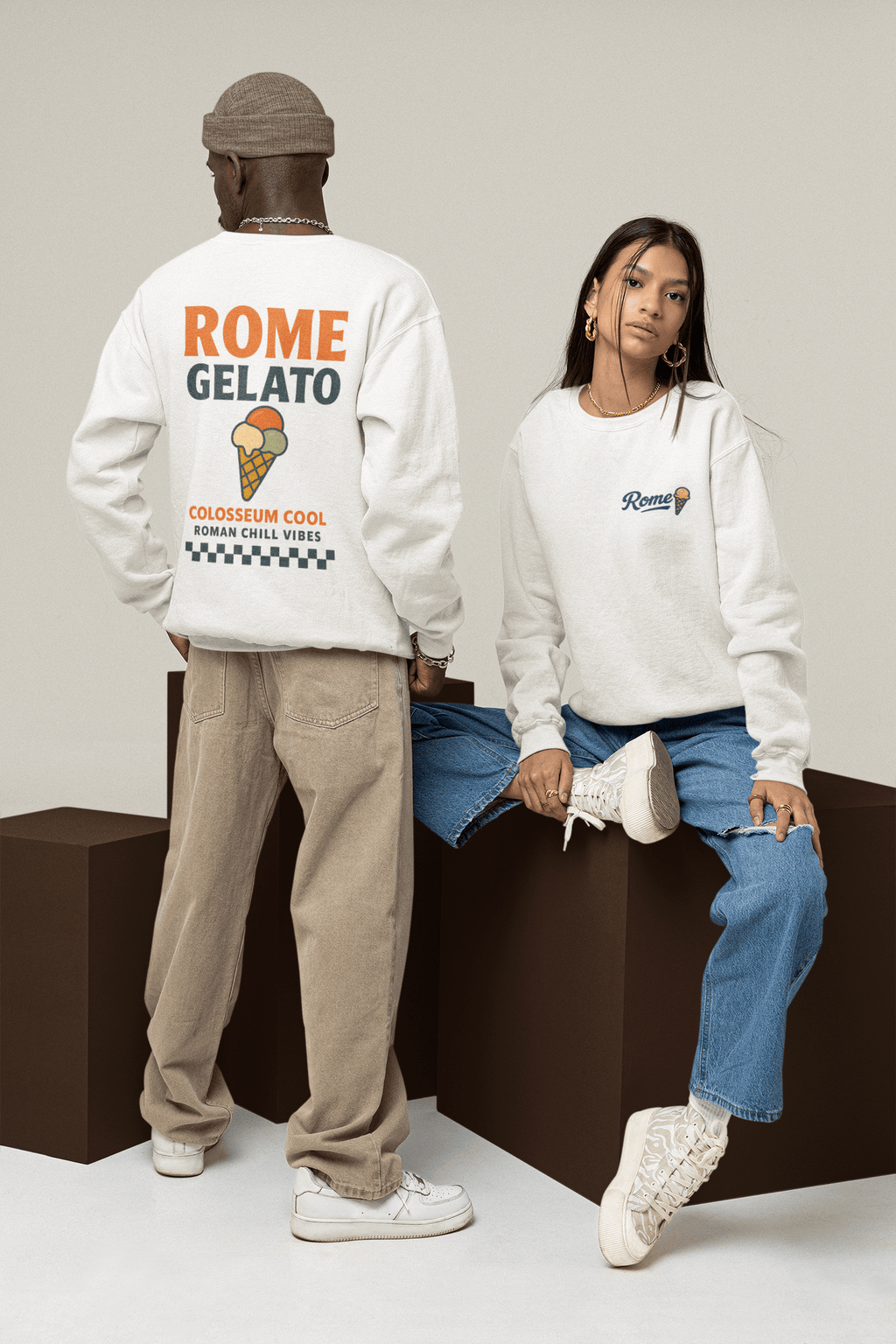 Rome Gelato T-Shirt – Retro Ice Cream Streetwear S (Adult) / Sweatshirt gift_idea unique_gift personalised_gift
