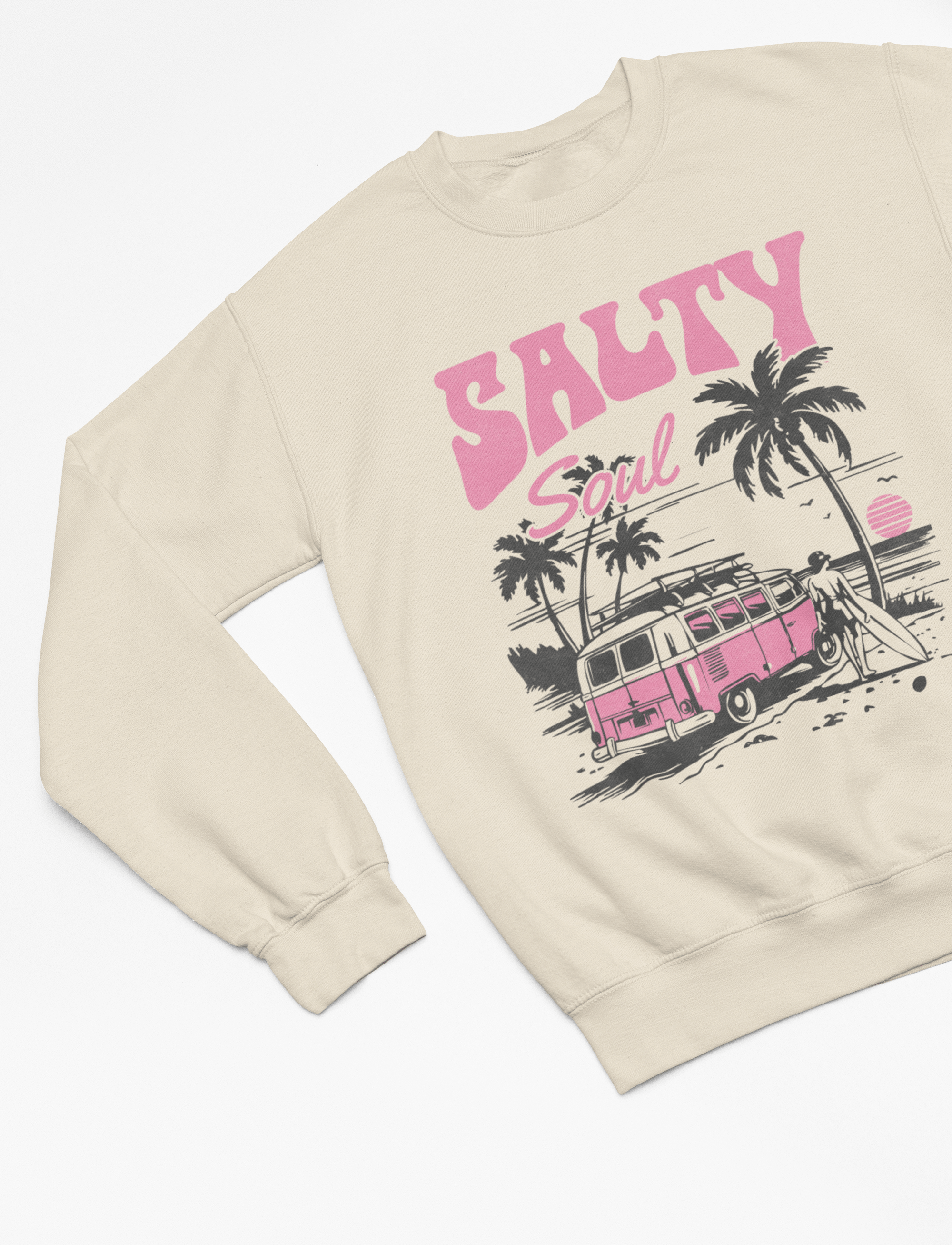 Salty Soul Surf Van Retro T-Shirt & Sweatshirt – Beach Vibes Apparel Sweatshirt / small gift_idea unique_gift personalised_gift
