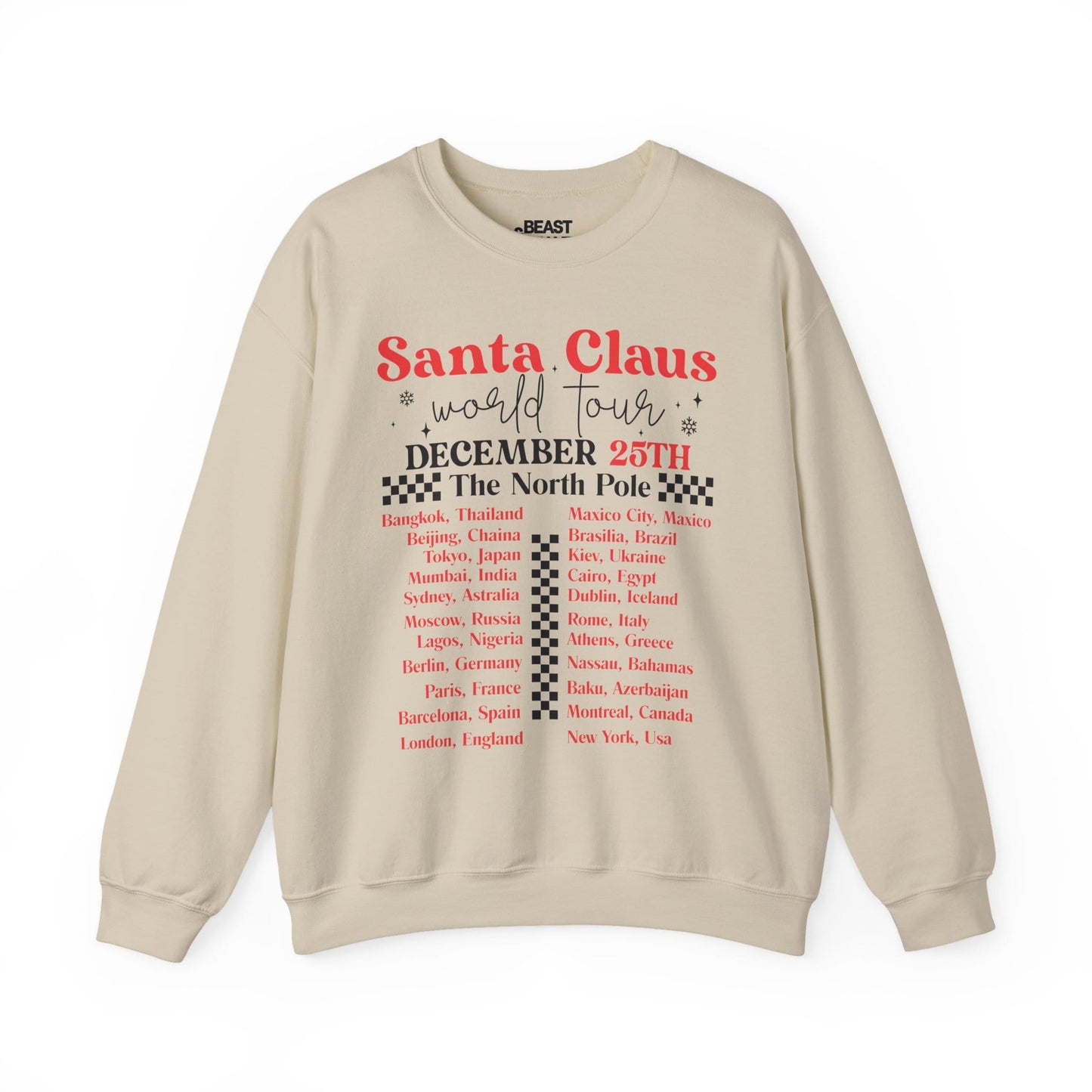 santa claus world tour christmas sweatshirt sand sweatshirt uk Christmas gift idea