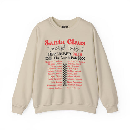santa claus world tour christmas sweatshirt sand sweatshirt uk Christmas gift idea
