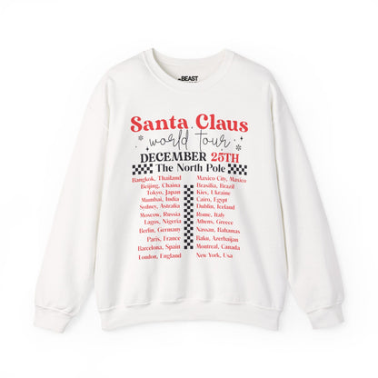 santa claus world tour christmas sweatshirt white sweatshirt uk Christmas gift idea