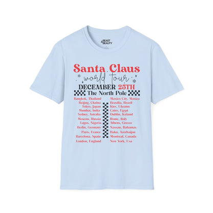 santa claus world tour christmas t-shirt light blue t-shirt uk Christmas gift idea