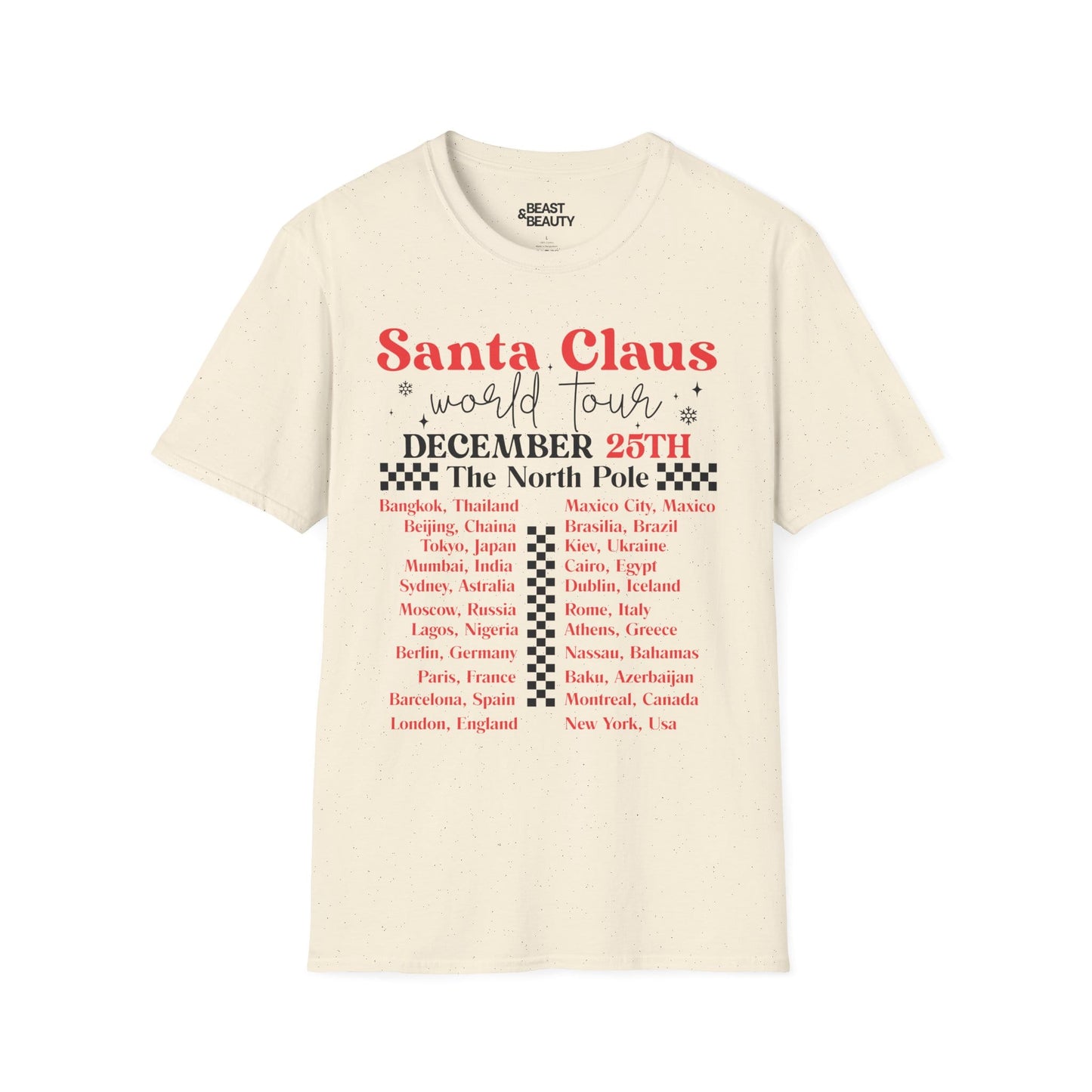 santa claus world tour christmas t-shirt natural t-shirt uk Christmas gift idea