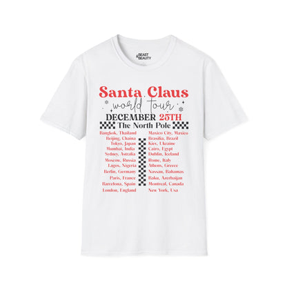 santa claus world tour christmas t-shirt white t-shirt uk Christmas gift idea