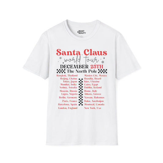 santa claus world tour christmas t-shirt white t-shirt uk Christmas gift idea