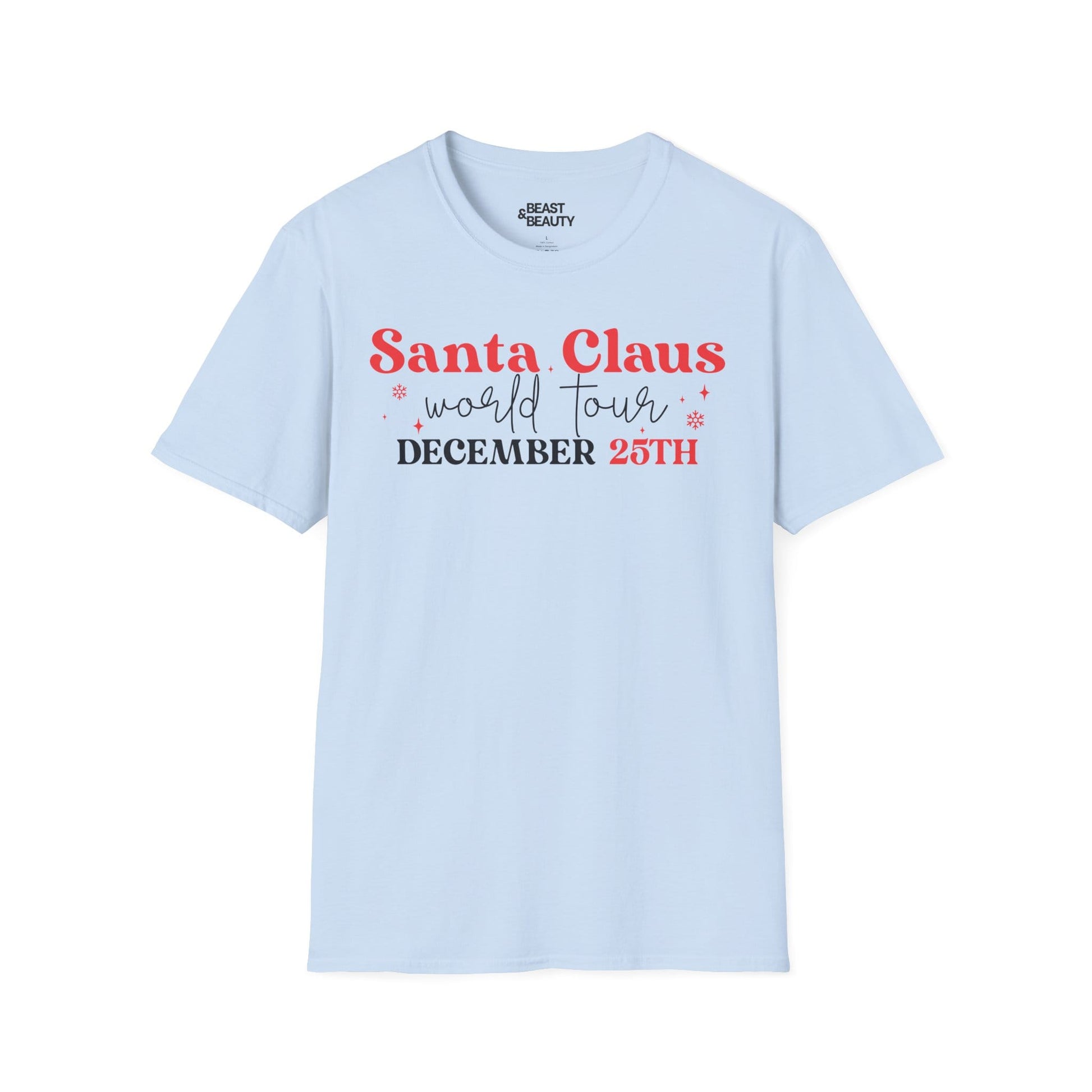 santa claus world tour december 25th t-shirt light blue t-shirt uk Christmas gift idea