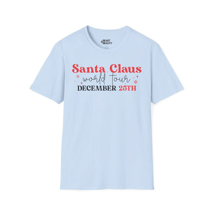 santa claus world tour december 25th t-shirt light blue t-shirt uk Christmas gift idea