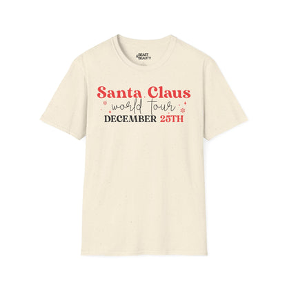 santa claus world tour december 25th t-shirt natural t-shirt uk Christmas gift idea