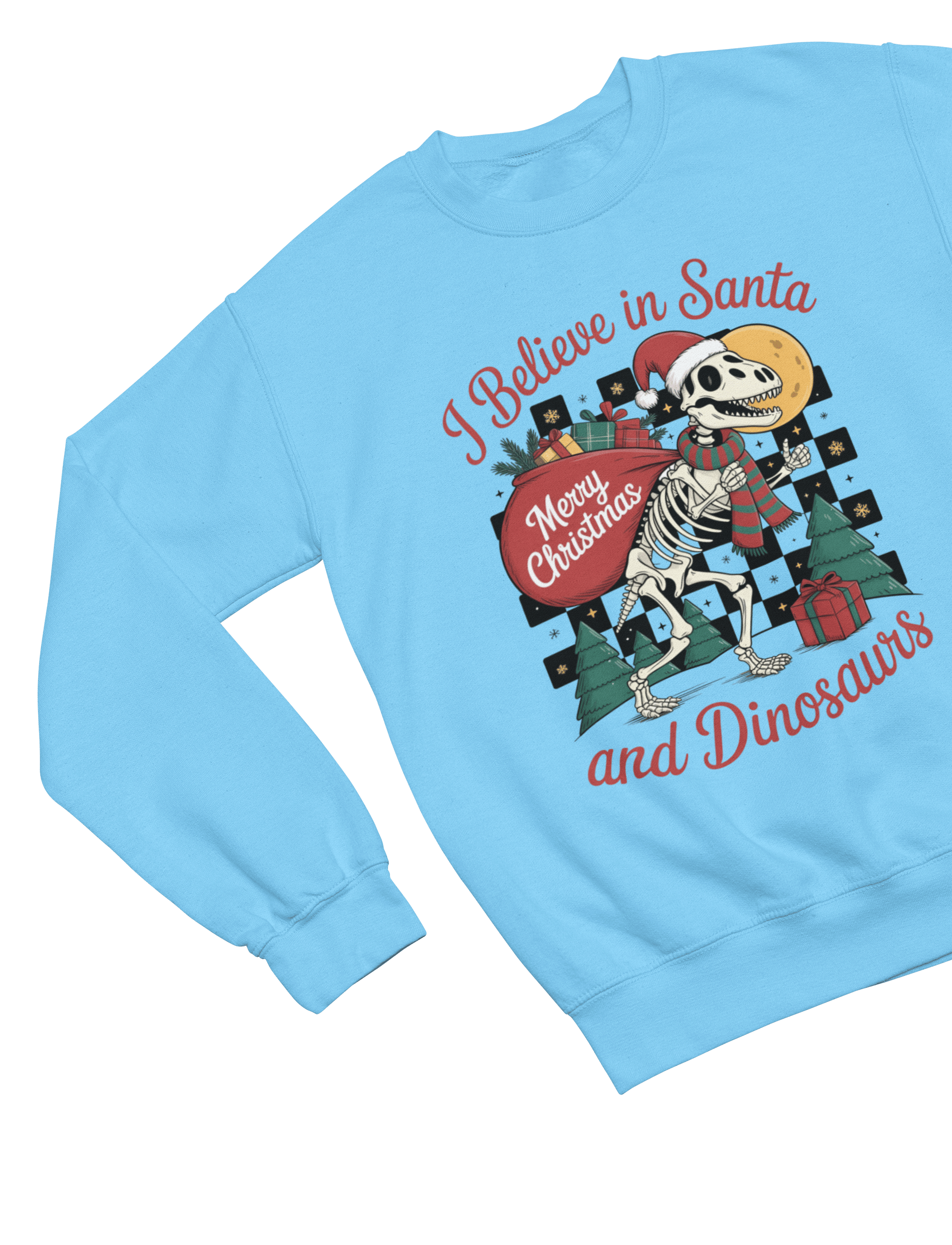 Beast and Beauty Sweatshirt / 3XL (Adult) / Blue Santa & Dinosaurs Christmas Jumper – Funny Adult Xmas Sweatshirt
