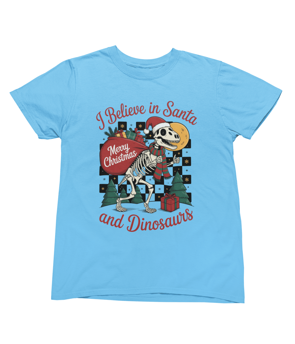Beast and Beauty T-Shirt / 3XL (Adult) / Blue Santa & Dinosaurs Christmas Jumper – Funny Adult Xmas Sweatshirt