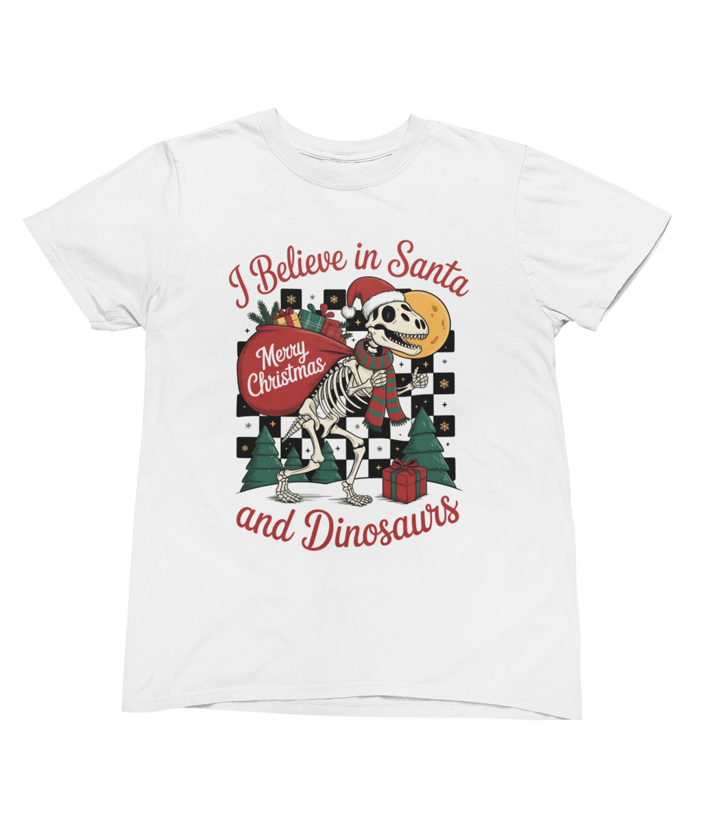 Beast and Beauty T-Shirt / 3XL (Adult) / White Santa & Dinosaurs Christmas Jumper – Funny Adult Xmas Sweatshirt