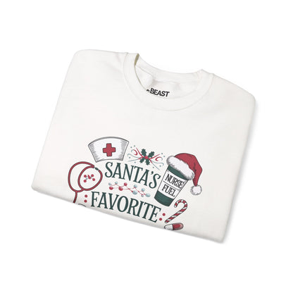 santa s favorite nurse christmas sweatshirt sweatshirt uk Christmas gift idea image 4