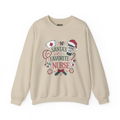 santa s favorite nurse christmas sweatshirt sand sweatshirt uk Christmas gift idea