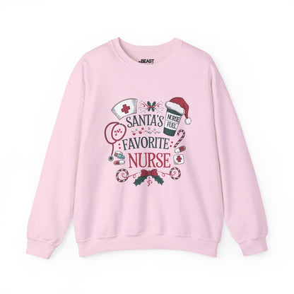 santa s favorite nurse christmas sweatshirt light pink sweatshirt uk Christmas gift idea