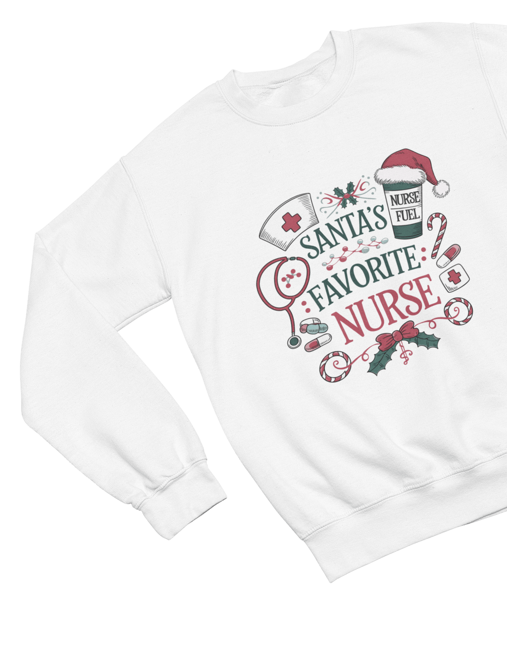 Beast and Beauty Sweatshirt / 3XL (Adult) / White Santa’s Favorite Nurse Christmas Sweatshirt – Festive Nurse Gift