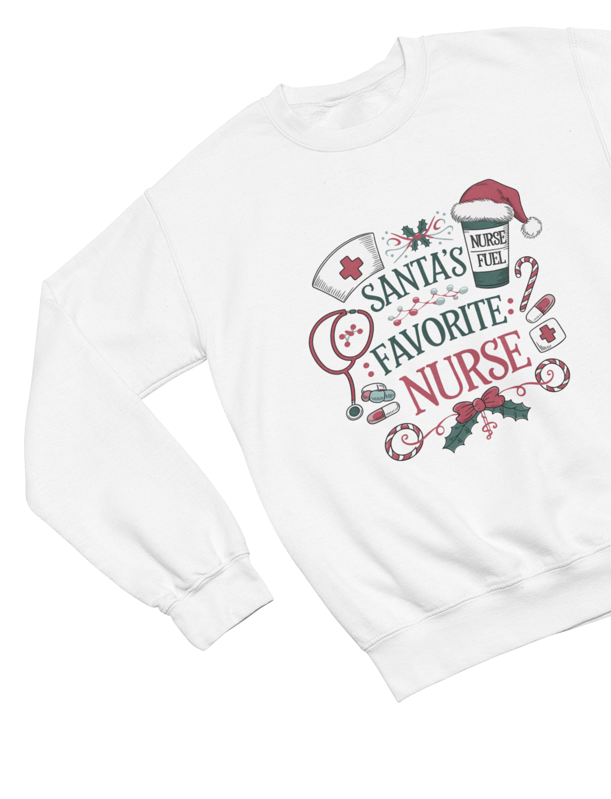 Beast and Beauty Sweatshirt / 3XL (Adult) / White Santa’s Favorite Nurse Christmas Sweatshirt – Festive Nurse Gift