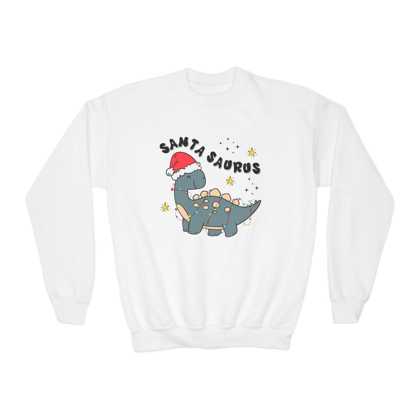 santasaurus youth christmas sweatshirt white sweatshirt uk Christmas gift idea