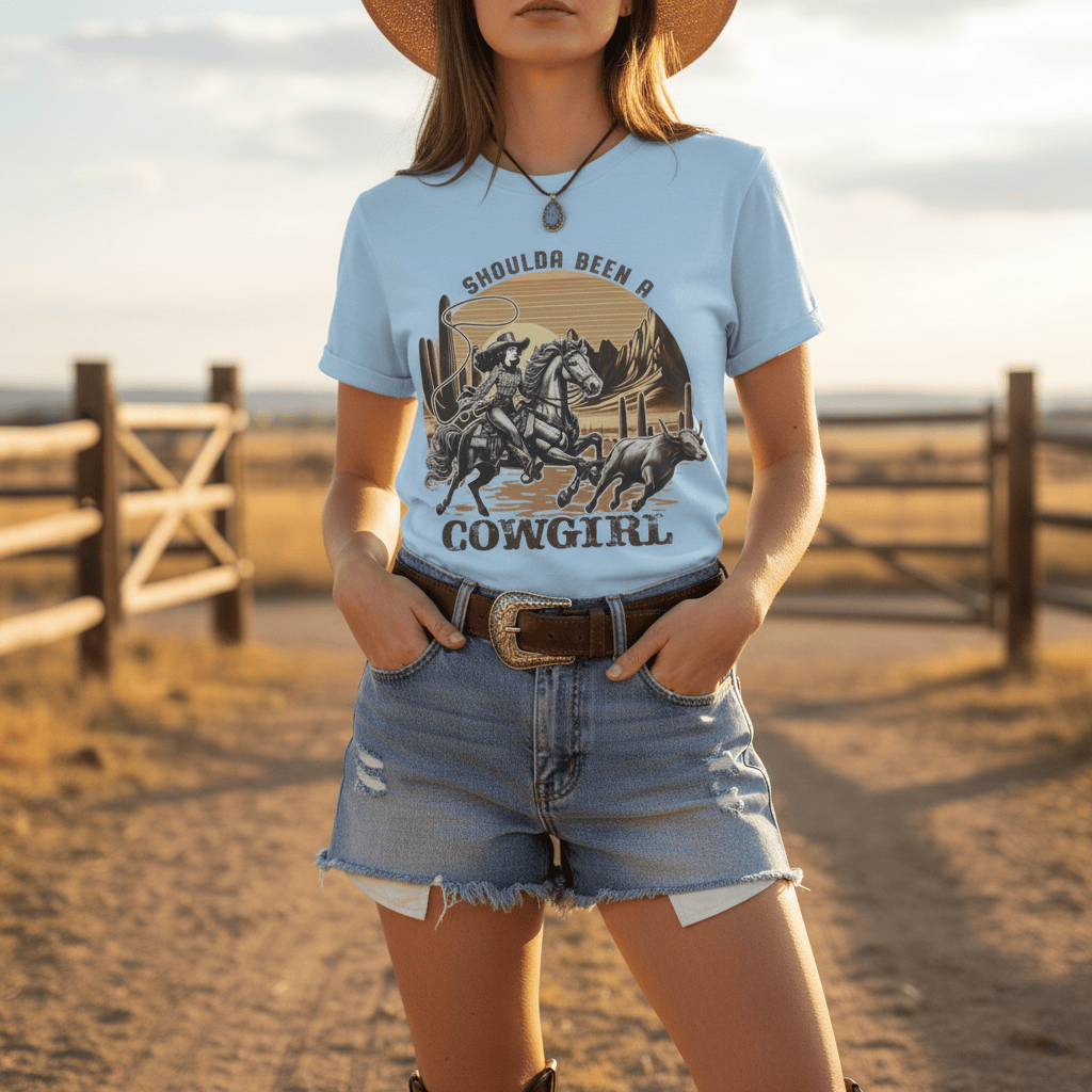 Shoulda Been a Cowgirl T-Shirt gift_idea unique_gift personalised_gift