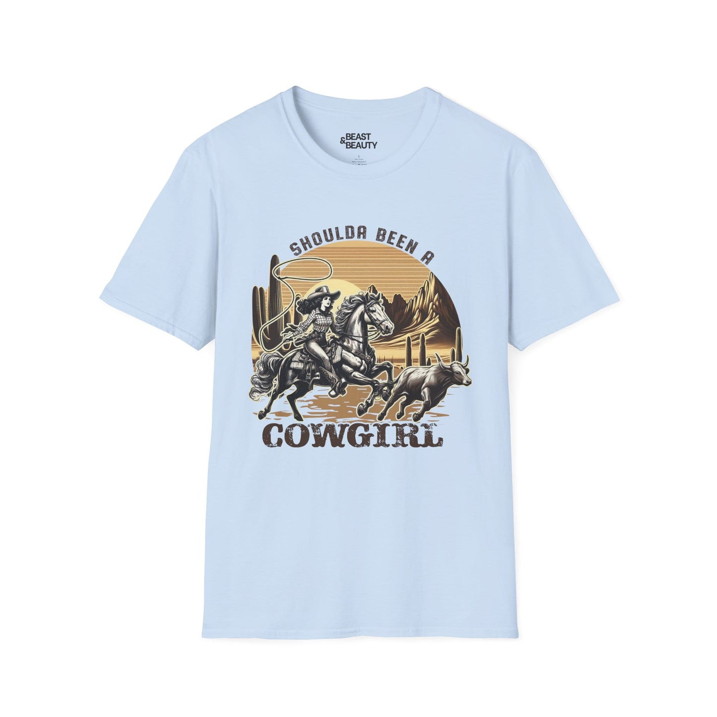 shoulda been a cowgirl t-shirt light blue t-shirt uk cowgirl gift idea