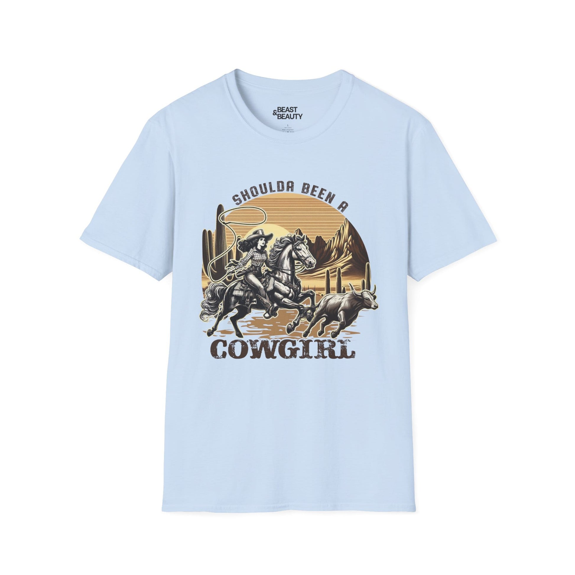 shoulda been a cowgirl t-shirt light blue t-shirt uk cowgirl gift idea