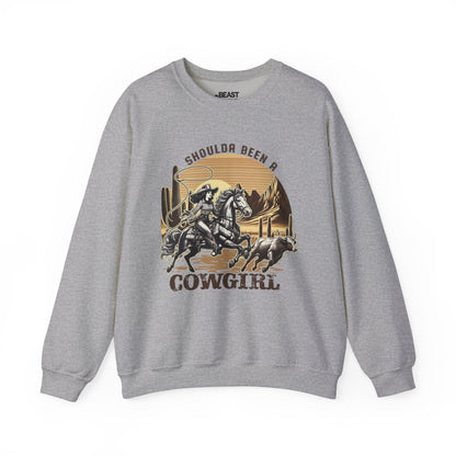 shoulda been a cowgirl western sweatshirt sport grey sweatshirt uk cowgirl gift idea