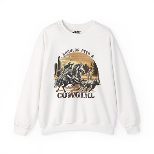shoulda been a cowgirl western sweatshirt white sweatshirt uk cowgirl gift idea