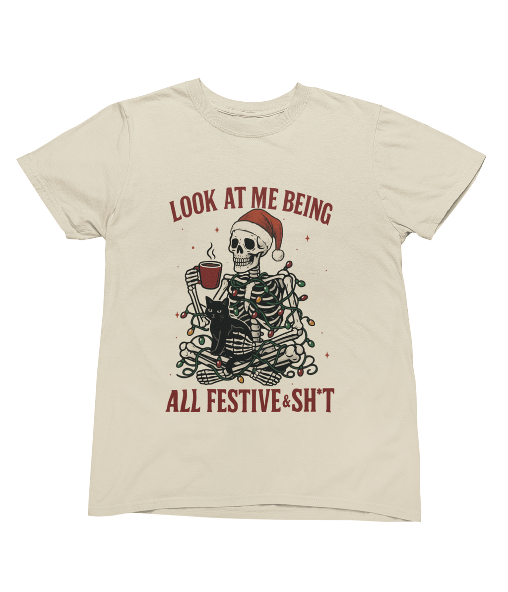 Beast and Beauty T-Shirt / 3XL (Adult) / Beige Skeleton Christmas Jumper – Funny Festive & Sh*t Sweatshirt