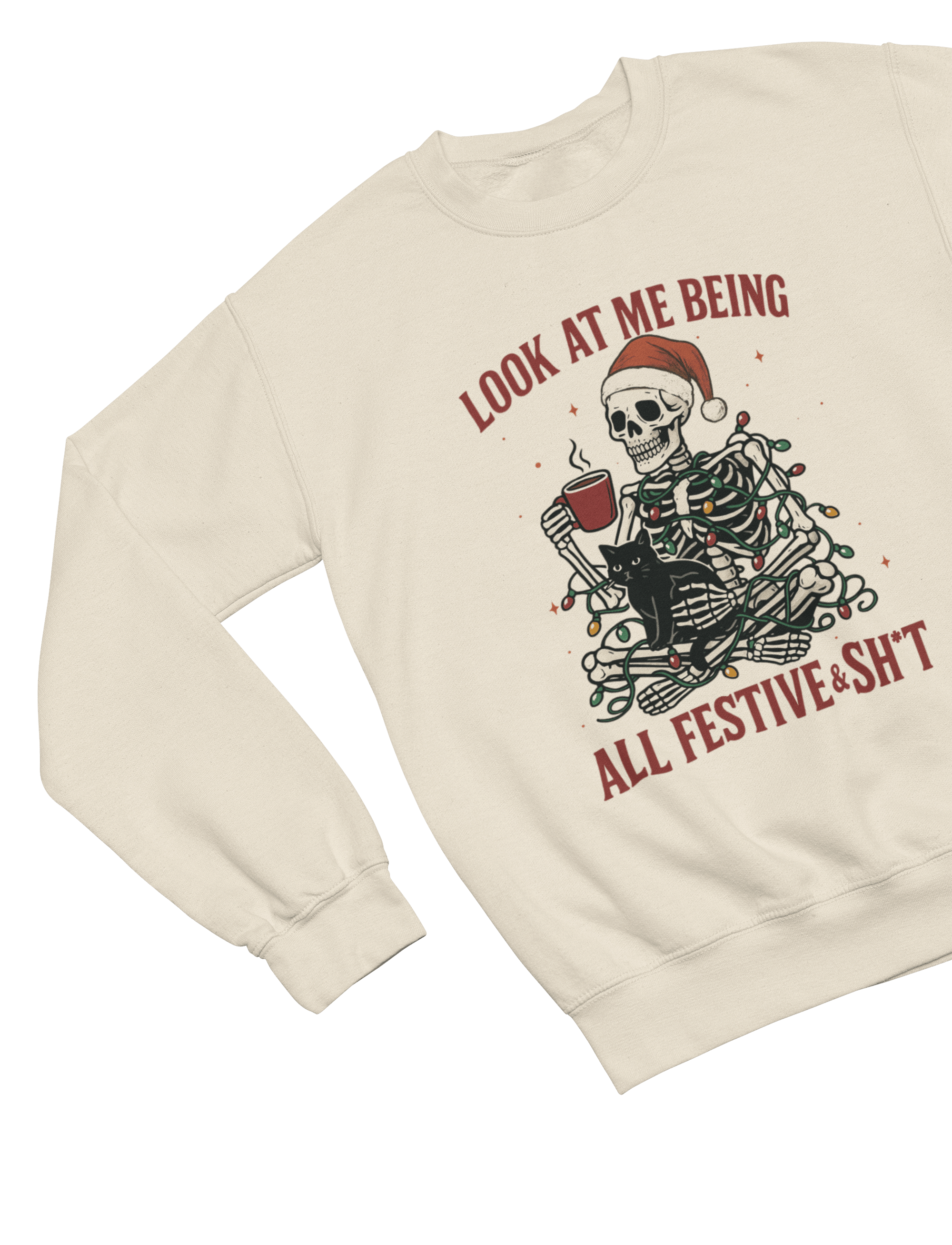 Beast and Beauty Sweatshirt / 3XL (Adult) / Beige Skeleton Christmas Jumper – Funny Festive & Sh*t Sweatshirt