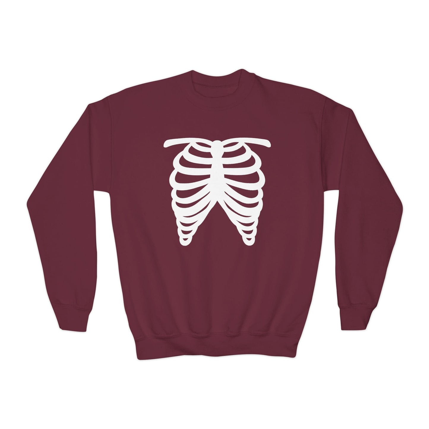 Skeleton Rib Cage Halloween Sweatshirt Maroon / XS gift_idea unique_gift personalised_gift