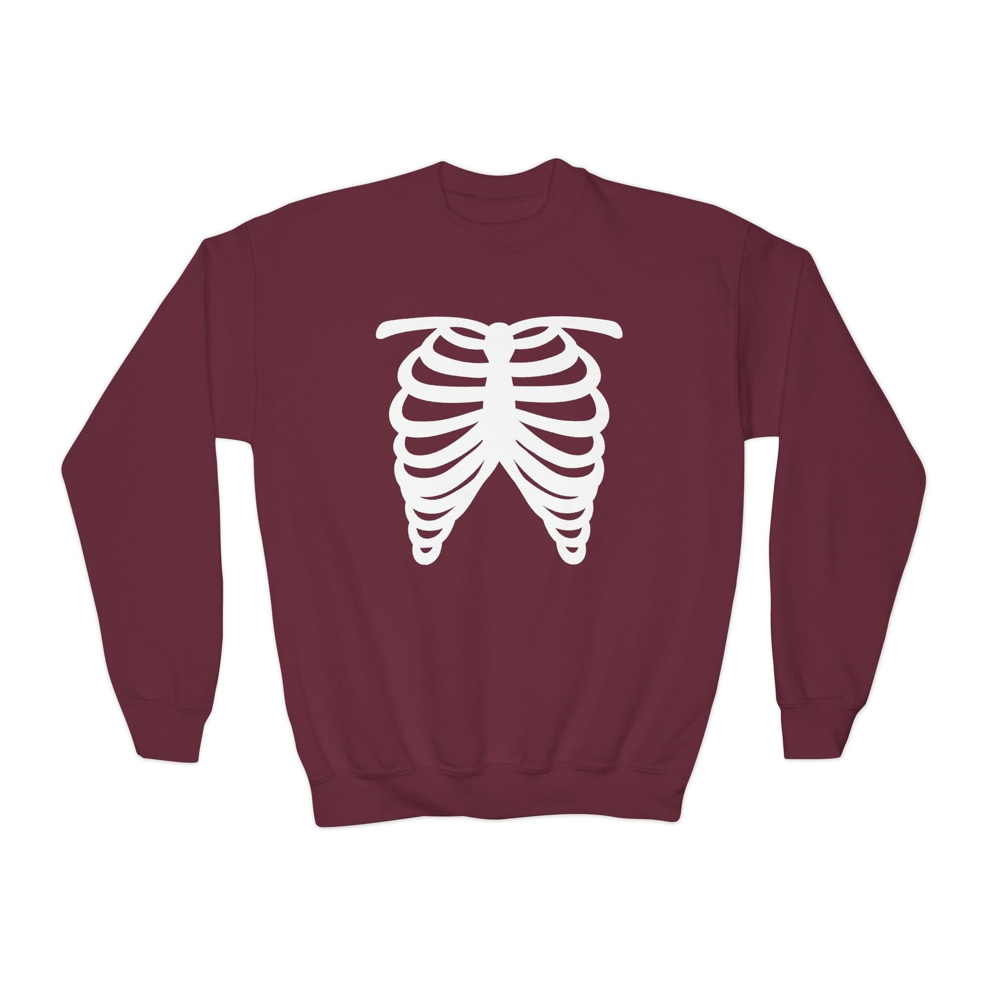 Skeleton Rib Cage Halloween Sweatshirt Maroon / XS gift_idea unique_gift personalised_gift