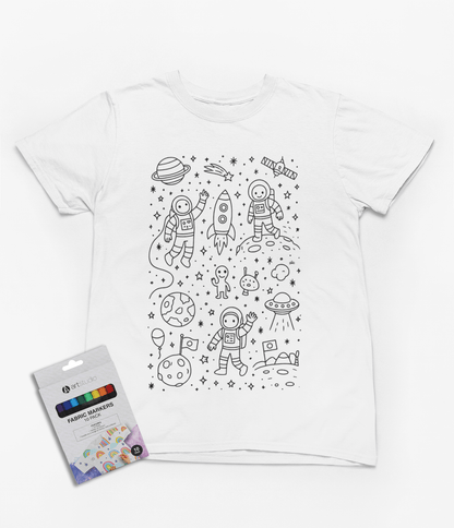 Space Adventure Colour-In T-Shirt – DIY Astronaut Fun for Creative Kids 3-4 years gift_idea unique_gift personalised_gift