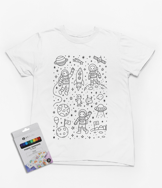 Space Adventure Colour-In T-Shirt – DIY Astronaut Fun for Creative Kids 3-4 years gift_idea unique_gift personalised_gift