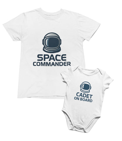 Space Commander & Cadet Matching T-Shirt Gift Set Small / 0-3 months gift_idea unique_gift personalised_gift