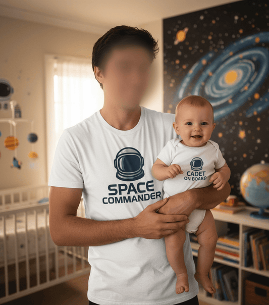 Space Commander & Cadet Matching T-Shirt Gift Set gift_idea unique_gift personalised_gift