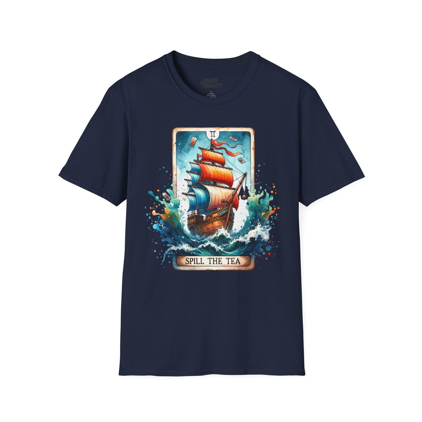 Spill The Tea Tarot Graphic T-Shirt Navy / S gift_idea unique_gift personalised_gift