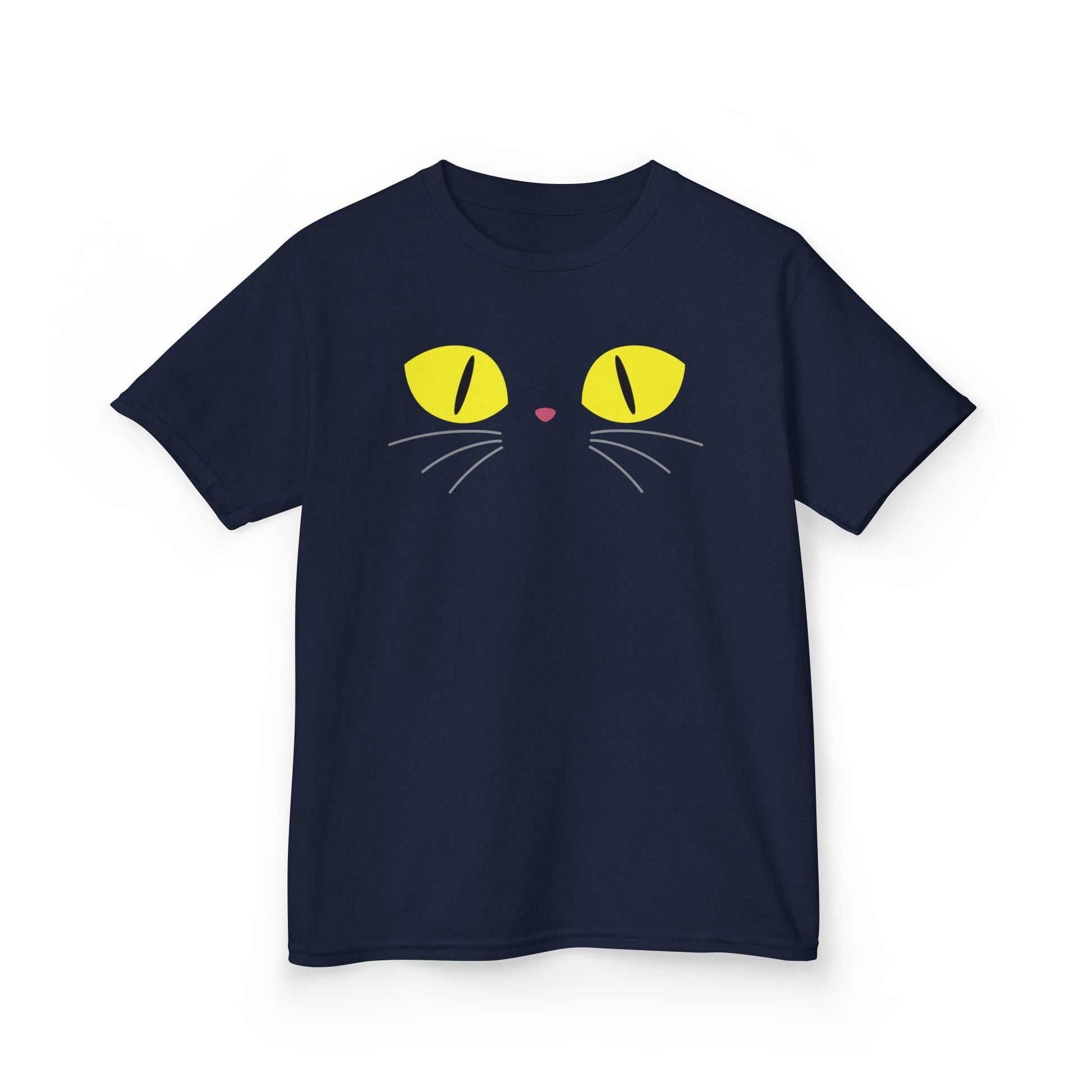 Spooky Black Cat Eyes Halloween Kids T-Shirt Navy / XS gift_idea unique_gift personalised_gift