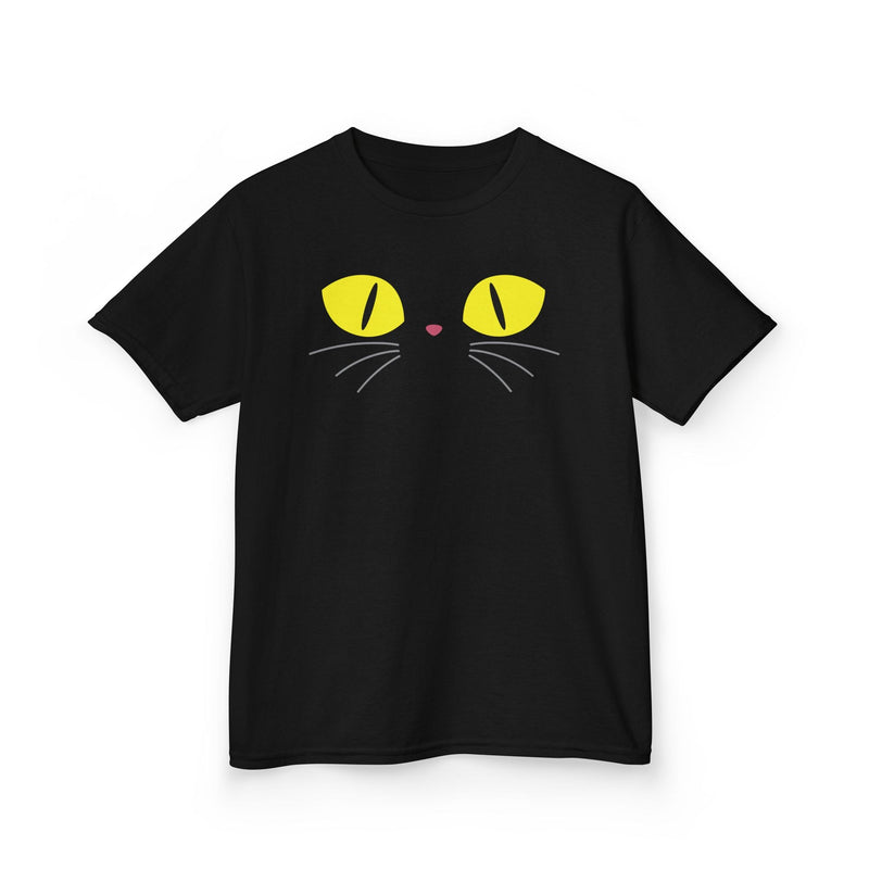 Spooky Black Cat Eyes Halloween Kids T-Shirt