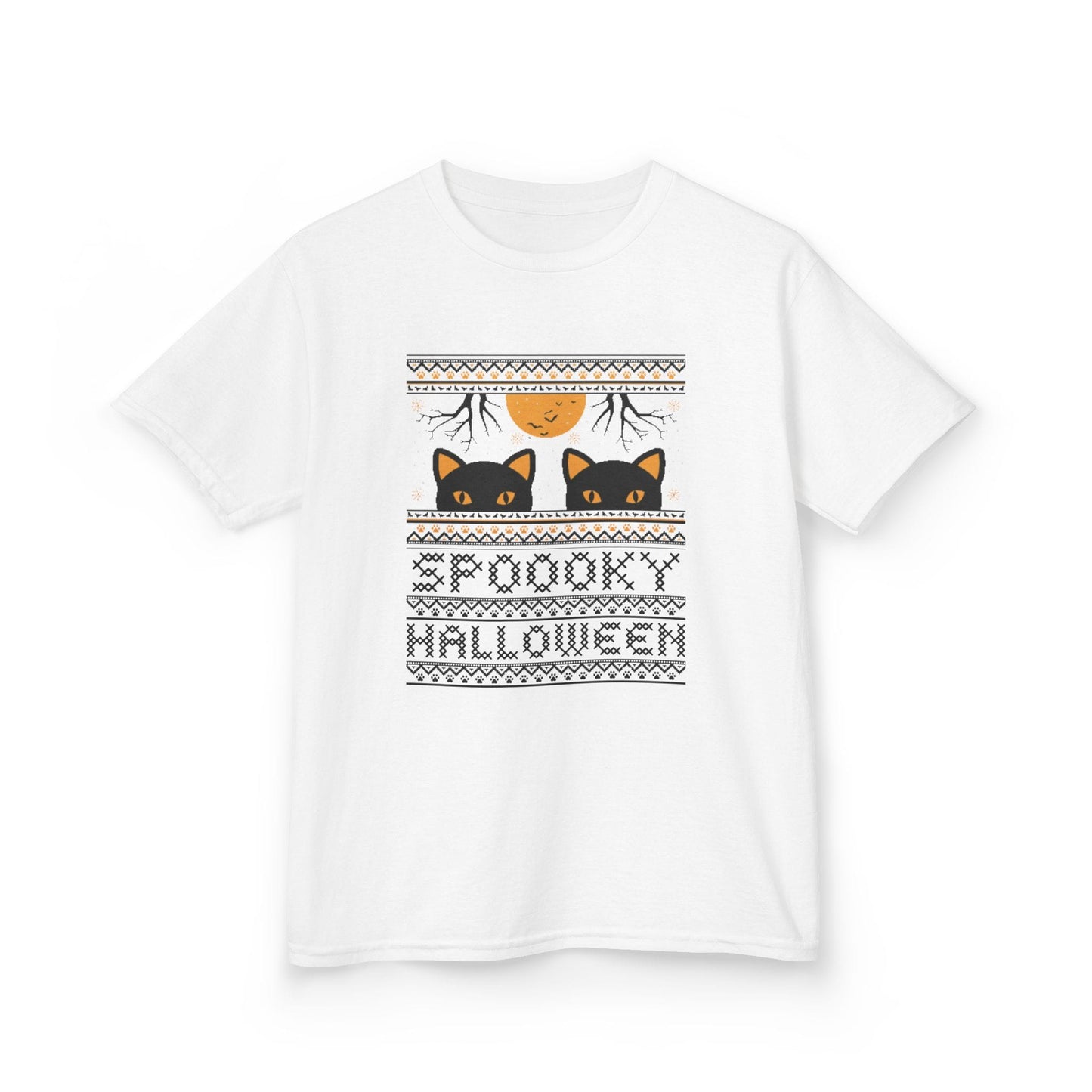 Spooky Halloween Black Cat Kids T-Shirt White / XS gift_idea unique_gift personalised_gift