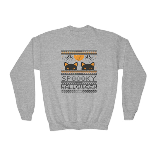 Spooky Halloween Cat Kids Sweatshirt Sport Grey / XS gift_idea unique_gift personalised_gift