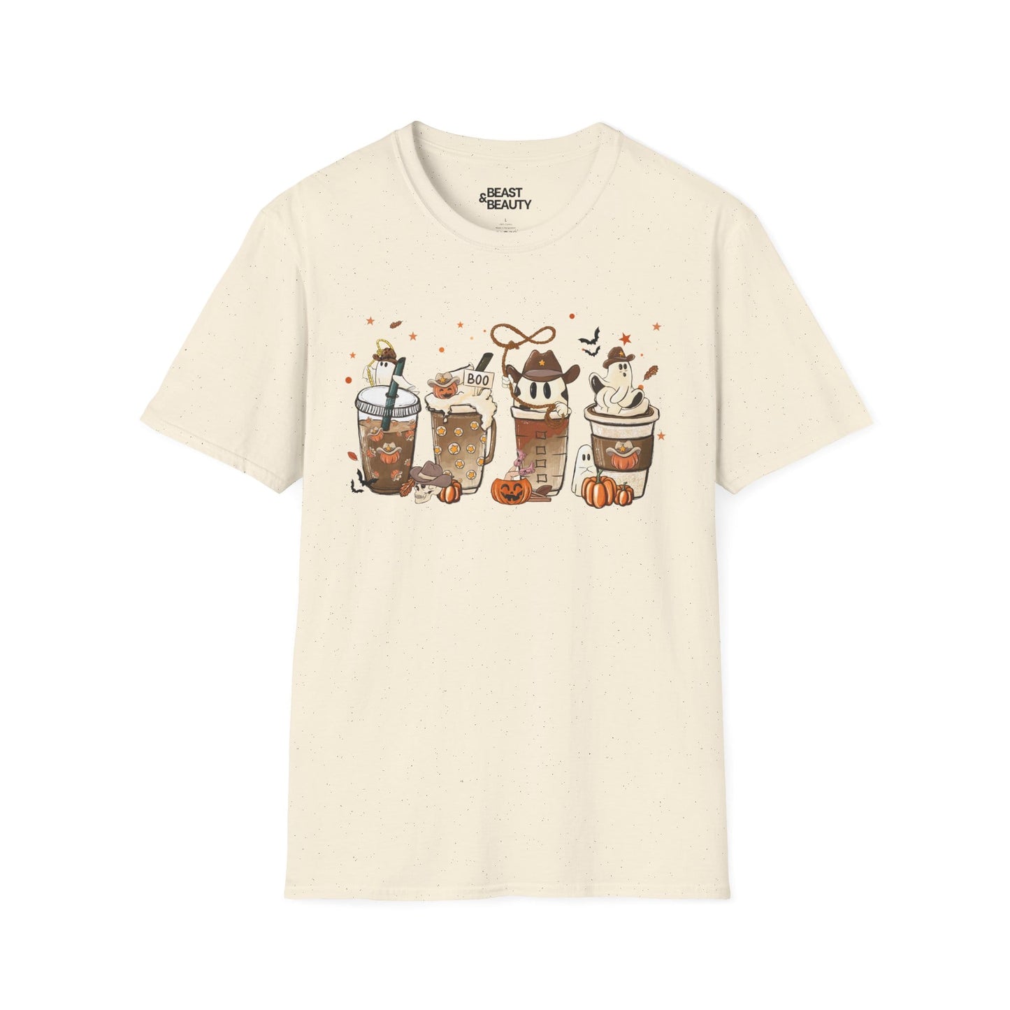 Spooky Halloween Coffee Drinks Graphic T-Shirt Natural / S gift_idea unique_gift personalised_gift