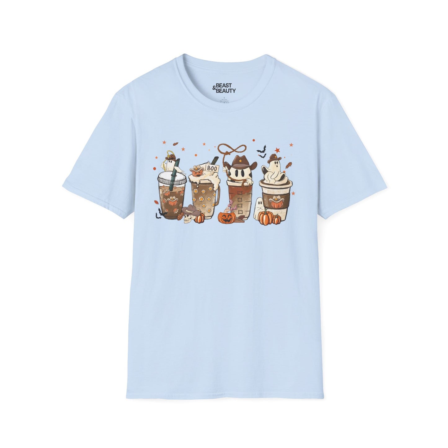 Spooky Halloween Coffee Drinks Graphic T-Shirt Light Blue / S gift_idea unique_gift personalised_gift