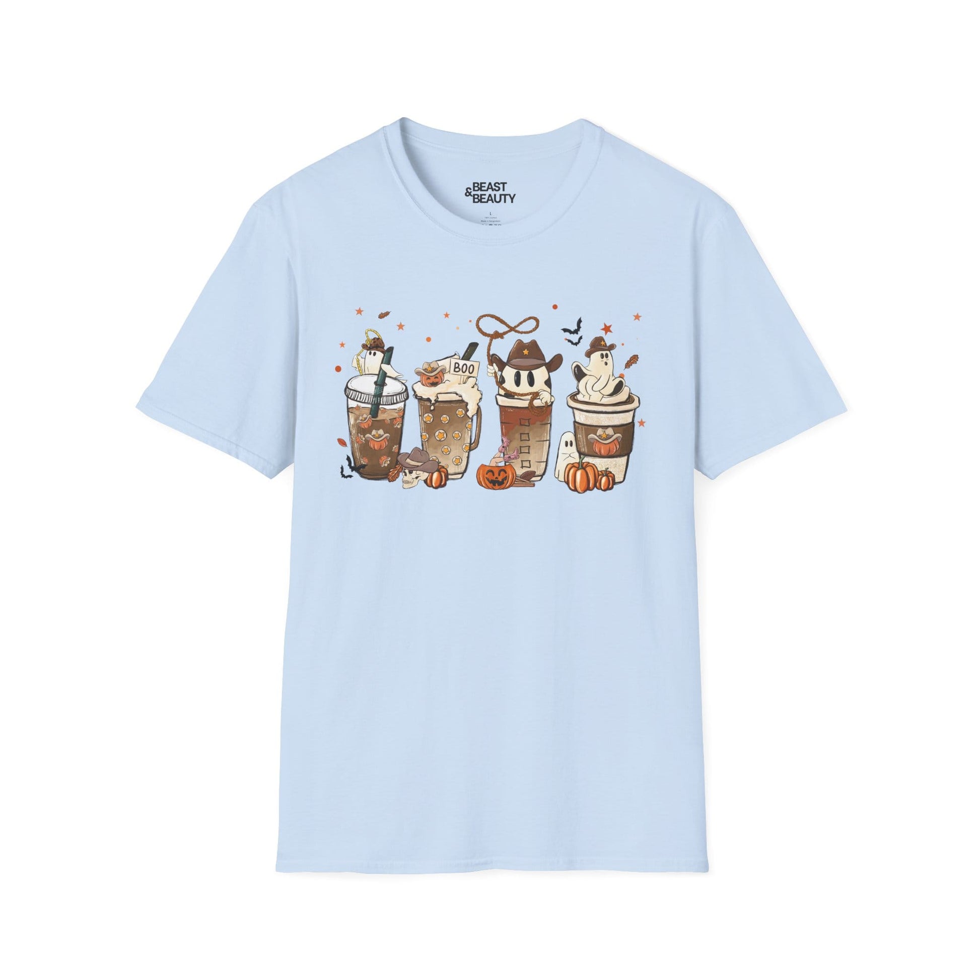 Spooky Halloween Coffee Drinks Graphic T-Shirt Light Blue / S gift_idea unique_gift personalised_gift