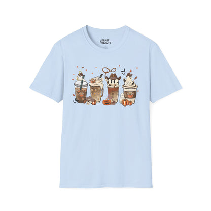 Spooky Halloween Coffee Drinks Graphic T-Shirt Light Blue / S gift_idea unique_gift personalised_gift