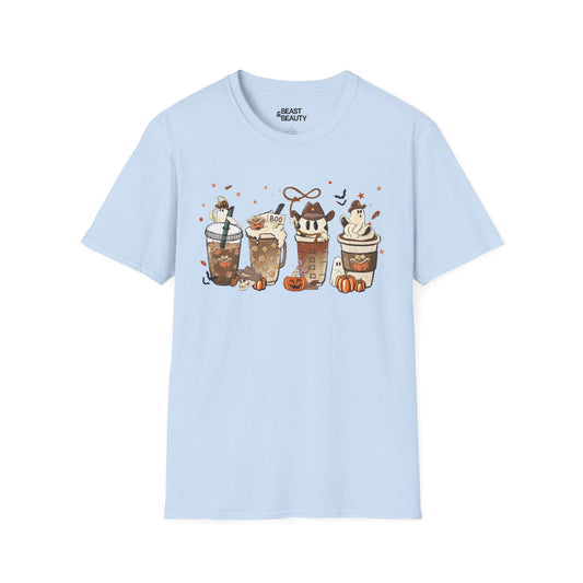 Spooky Halloween Coffee Drinks Graphic T-Shirt Light Blue / S gift_idea unique_gift personalised_gift