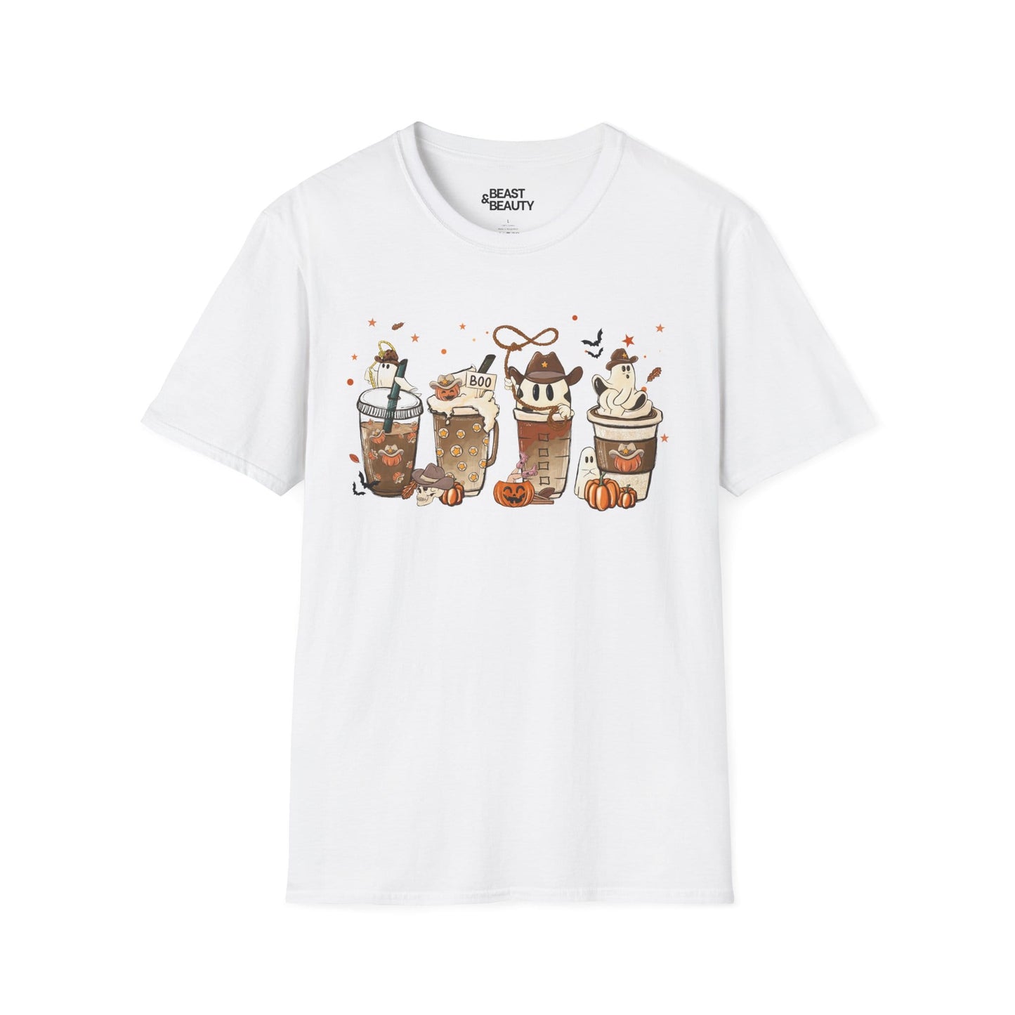 Spooky Halloween Coffee Drinks Graphic T-Shirt White / S gift_idea unique_gift personalised_gift