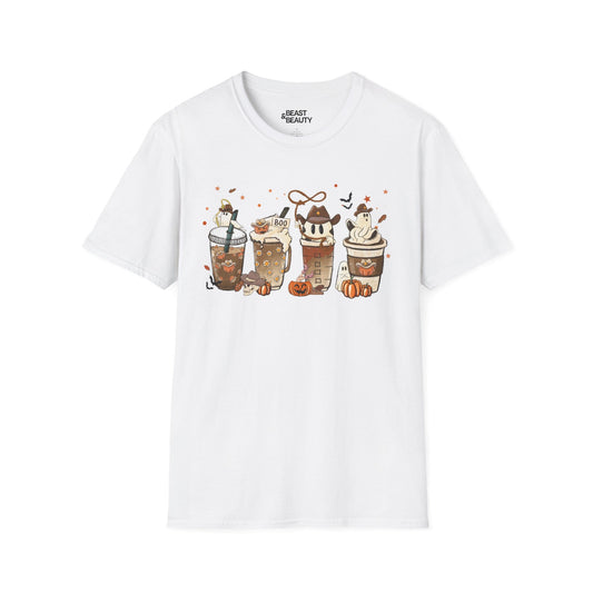 Spooky Halloween Coffee Drinks Graphic T-Shirt White / S gift_idea unique_gift personalised_gift