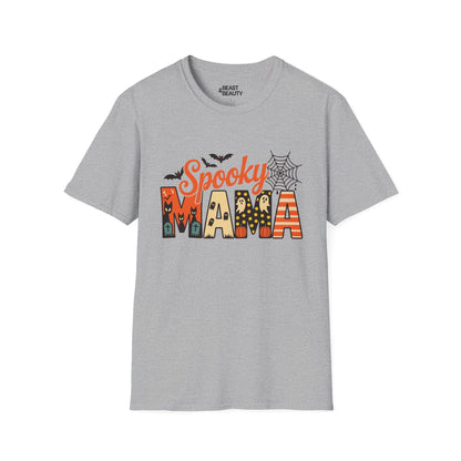 Spooky Mama Halloween T-Shirt Cute Ghost Pumpkin Mom Tee Sport Grey / S gift_idea unique_gift personalised_gift