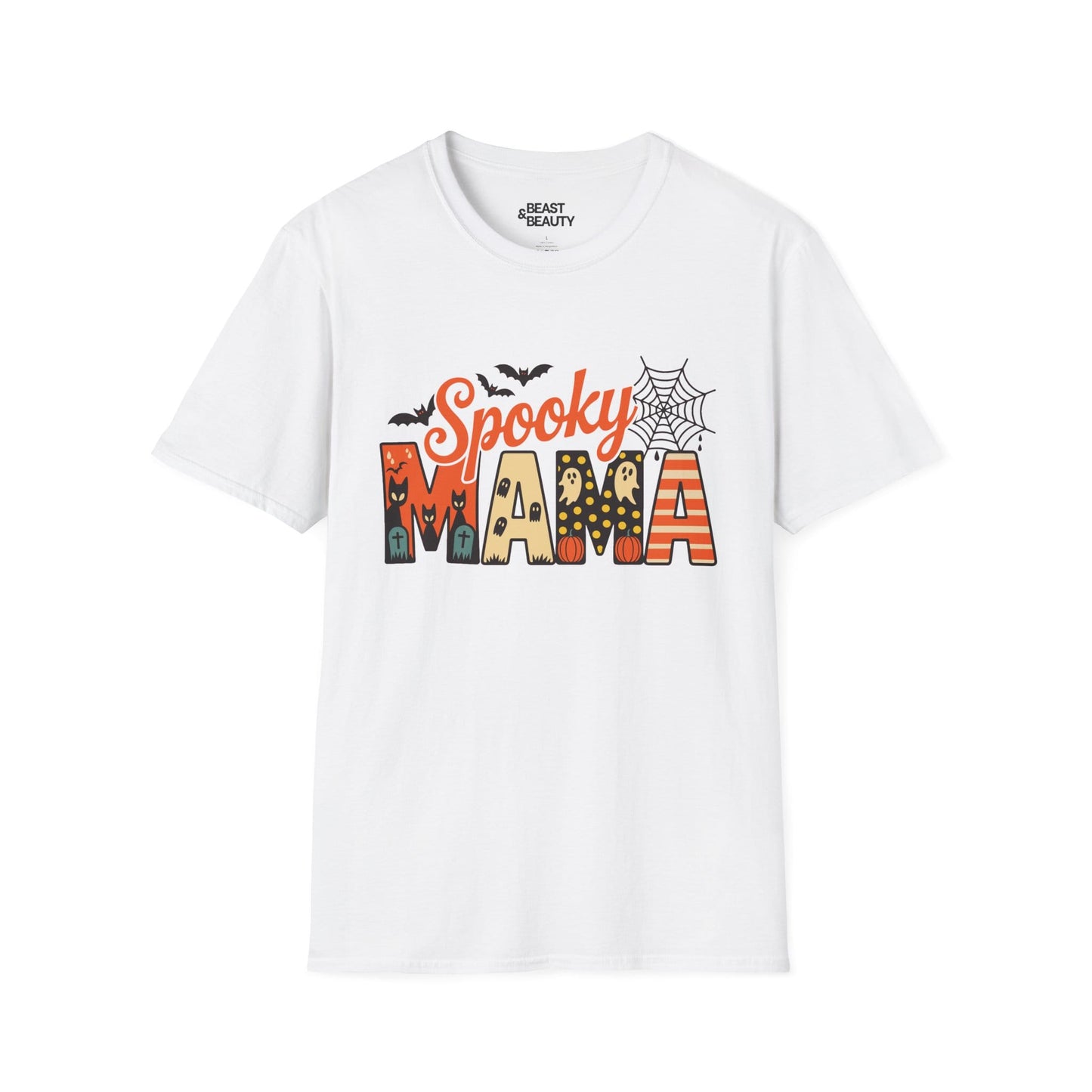 Spooky Mama Halloween T-Shirt Cute Ghost Pumpkin Mom Tee White / S gift_idea unique_gift personalised_gift